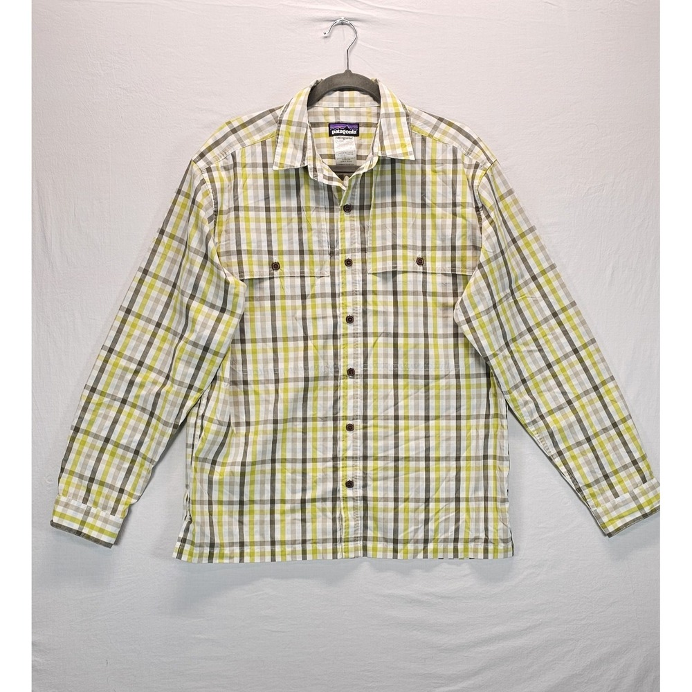 Patagonia Hopper Vented Shirt Mens Medium Plaid Outdoor Hiking Fishing